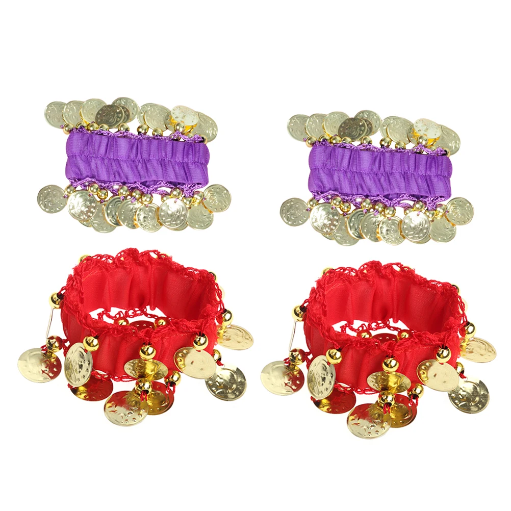 2pcs 2 Pairs Dance Bracelets Red Purple Accessories Coin Tassel Accessories Women Costume Dancer Yoga Fitness
2pcs 2 Pairs Dance Bracelets Red Purple Accessories Coin Tassel Accessories Women Costume Dancer Yoga Fitness