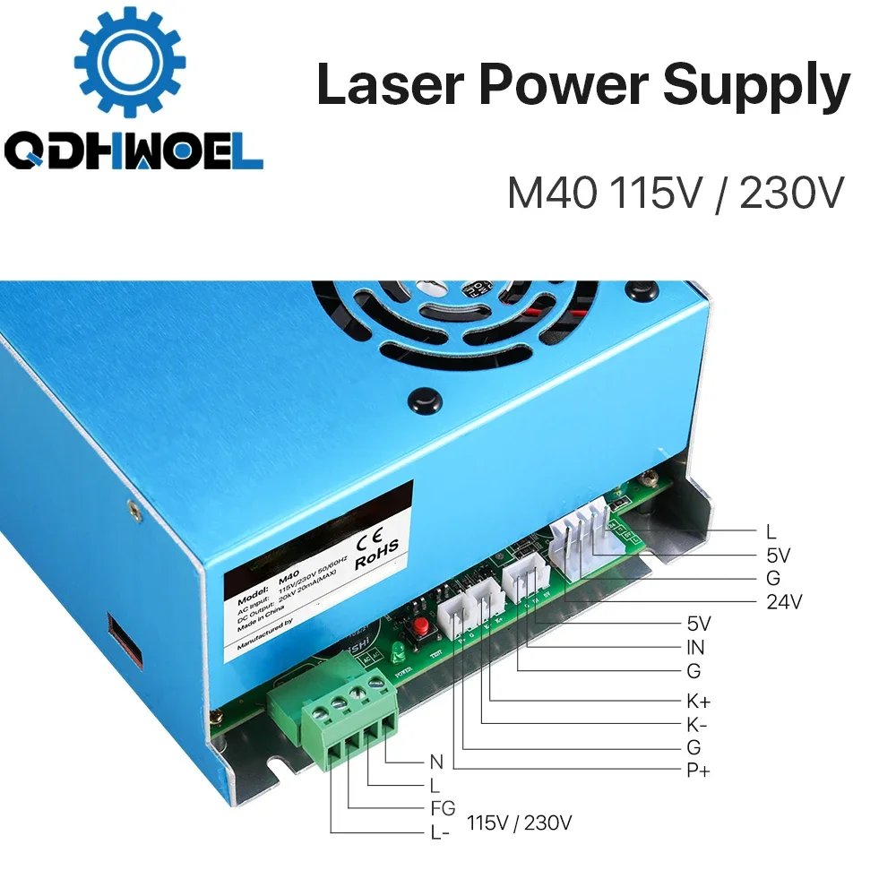 QDHWOEL 40W CO2 Laser Power Supply 115/230V for CO2 Laser Engraving Cutting Machine Laser Tube M40 Model B MYJG
QDHWOEL 40W CO2 Laser Power Supply 115/230V for CO2 Laser Engraving Cutting Machine Laser Tube M40 Model B MYJG