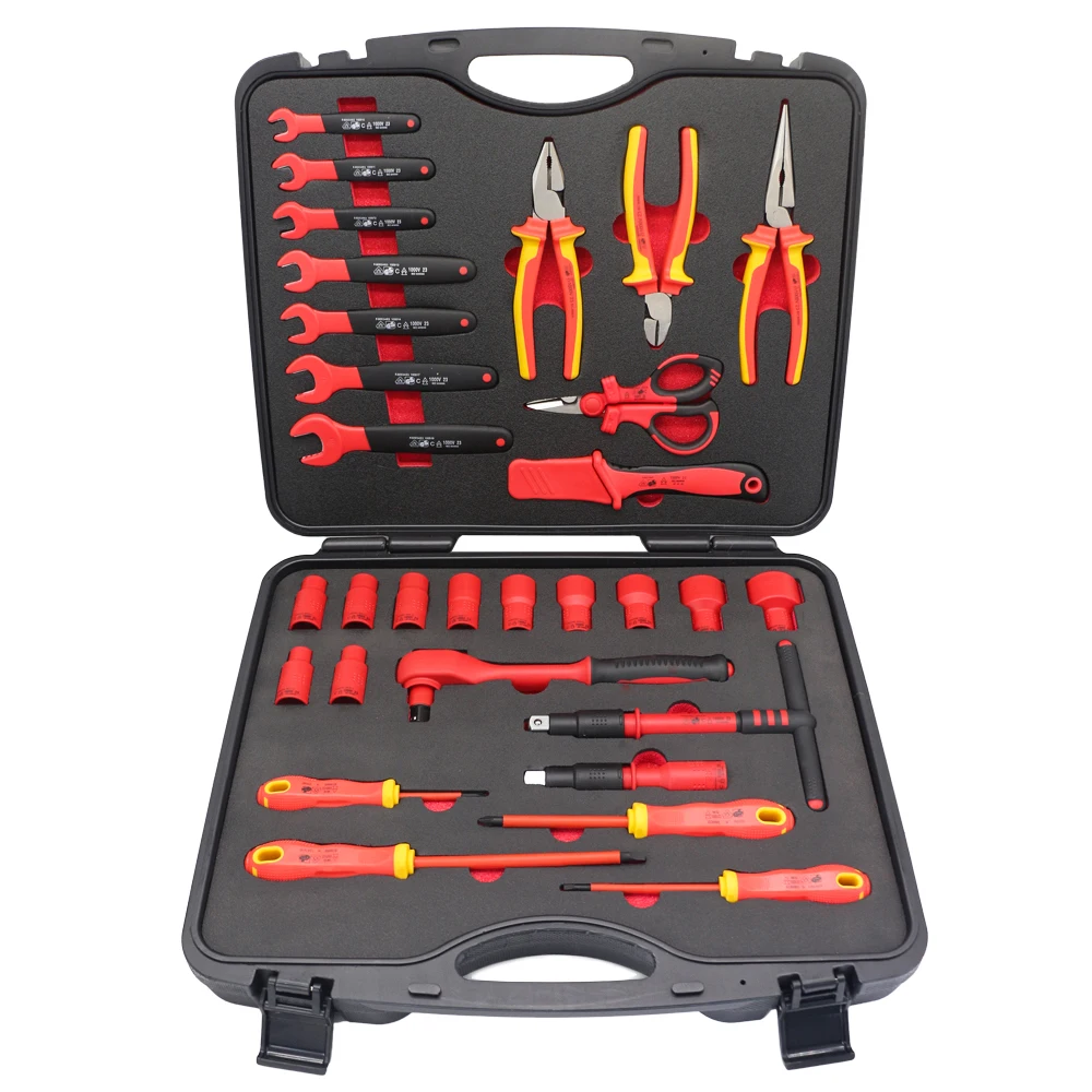 30PCS VDE Insulated Tool Kit 1000v Insulated Tools Electrician's Special Wrench Screwdriver Electric Vehicle Repair Hand Tools
30PCS VDE Insulated Tool Kit 1000v Insulated Tools Electrician's Special Wrench Screwdriver Electric Vehicle Repair Hand Tools
