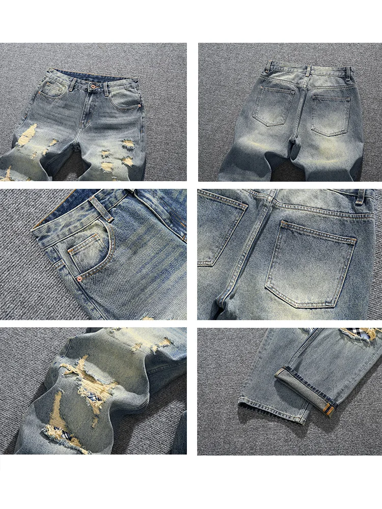 2025 Fashion Street Trendy Brand Retro Jeans Men's Loose Straight Tube Piercing Patch Nostalgic Wide Leg Pants
2025 Fashion Street Trendy Brand Retro Jeans Men's Loose Straight Tube Piercing Patch Nostalgic Wide Leg Pants