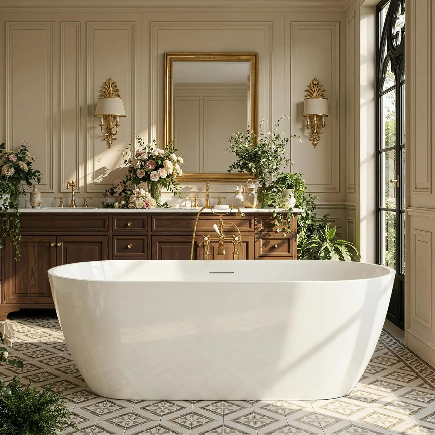 67" Freestanding Bathtub, Acrylic Stand Alone Bathtub, Oval Soaking Tub with Integrated Overflow & Drain, Modern Bath Tubs for B
67" Freestanding Bathtub, Acrylic Stand Alone Bathtub, Oval Soaking Tub with Integrated Overflow & Drain, Modern Bath Tubs for B