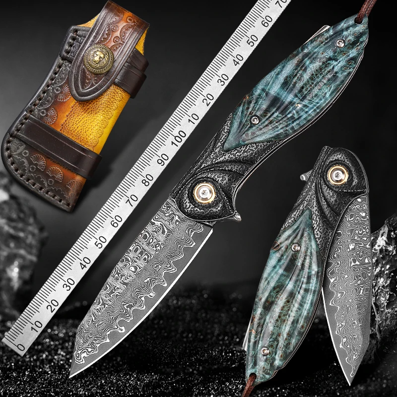 Hand forged Damascus steel pocket folding knife Outdoor camping hunting self-defense Sharp knife EDC tools Men's collection gift
Hand forged Damascus steel pocket folding knife Outdoor camping hunting self-defense Sharp knife EDC tools Men's collection gift