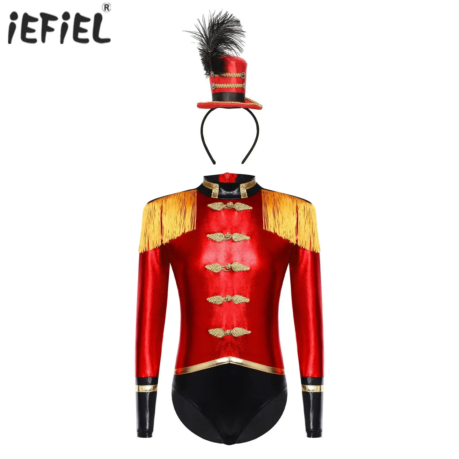 Kids Girls Circus Costume Halloween Cosplay Bodysuit Long Sleeve Leotard Tassel Epaulets Decorative Buttons Jumpsuit with Hat
Kids Girls Circus Costume Halloween Cosplay Bodysuit Long Sleeve Leotard Tassel Epaulets Decorative Buttons Jumpsuit with Hat