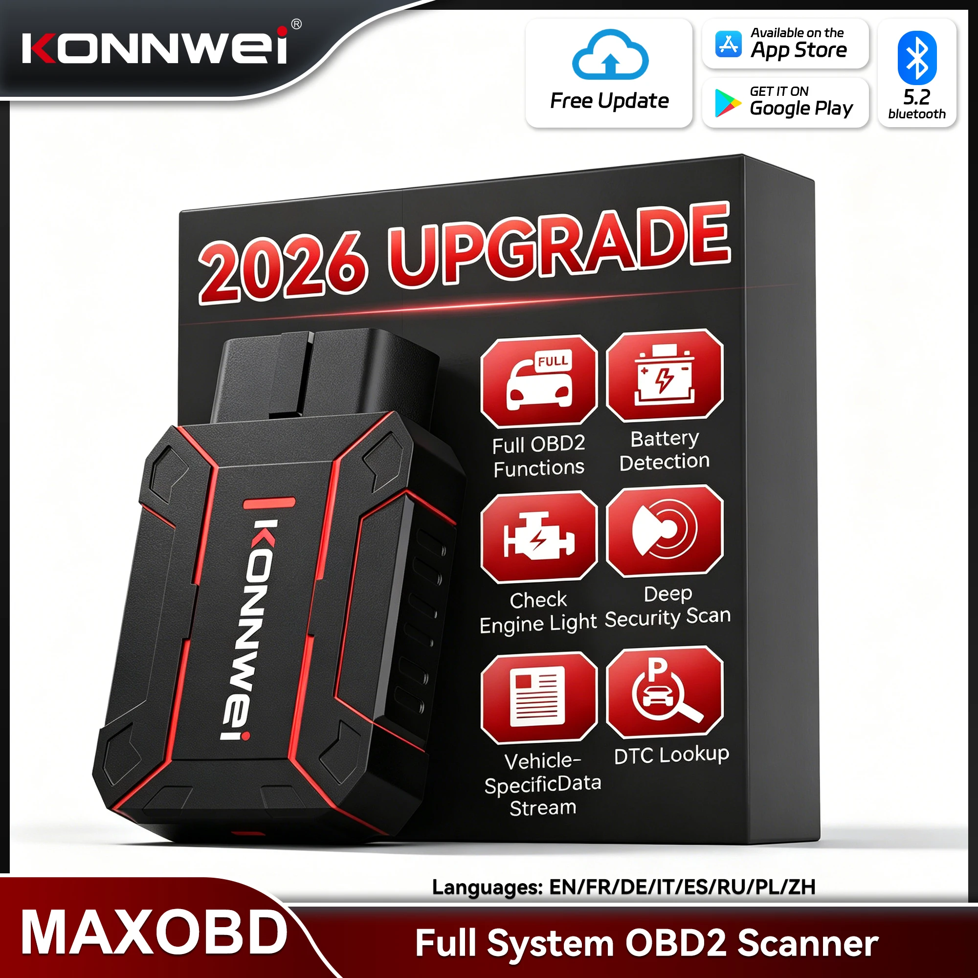 KONNWEI MAXOBD Full System OBD2 Fault Scanner Bluetooth 5.2 Car OBDII Diagnostic Tool 41+ Dedicated Data Stream for iOS Android
KONNWEI MAXOBD Full System OBD2 Fault Scanner Bluetooth 5.2 Car OBDII Diagnostic Tool 41+ Dedicated Data Stream for iOS Android