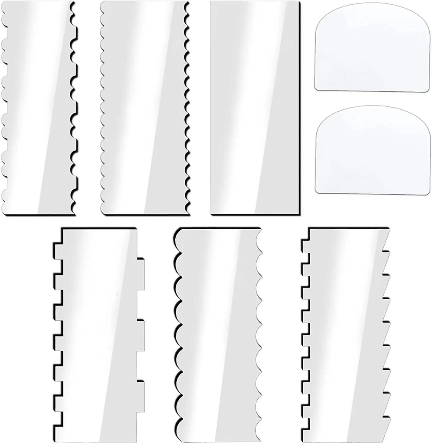 8pcs Transparent Acrylic Cake Cream Scraper Zigzag Baking Accessories For Birthday Board Decor Tools Kitchen Kit Set Supplies
8pcs Transparent Acrylic Cake Cream Scraper Zigzag Baking Accessories For Birthday Board Decor Tools Kitchen Kit Set Supplies