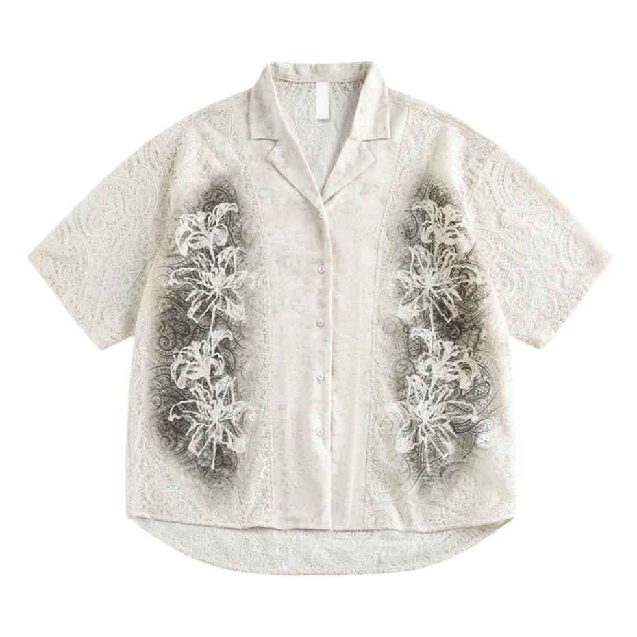 Summer Short Sleeve Shirts Men Streetwear Vintage Hollow Shirt Oversized Harajuku Floral Embroidery White Casual Blouse Male
Summer Short Sleeve Shirts Men Streetwear Vintage Hollow Shirt Oversized Harajuku Floral Embroidery White Casual Blouse Male