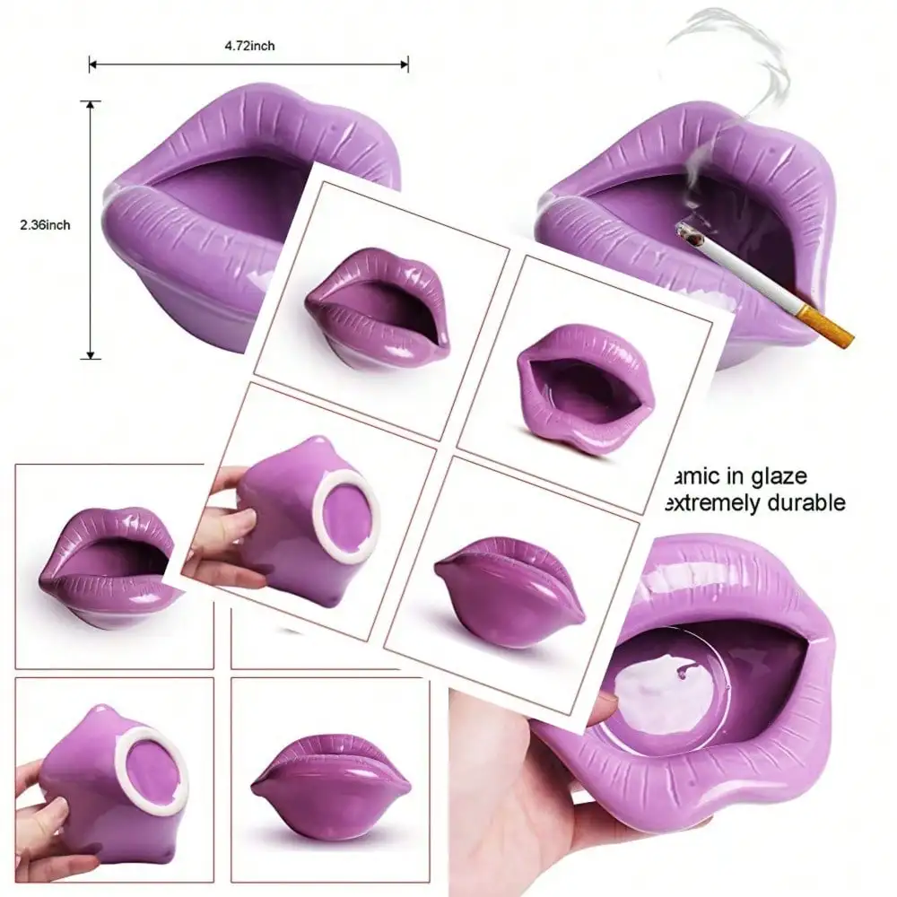 Ceramic Lip Shape Ashtray Cigarette Ash Holder Smoking Accessories Lips Storage Decoration Ashtray Figurines Tabletop Ornaments Creative Cigar Ash Tray For Smokers Home Office Decor Purple
Ceramic Lip Shape Ashtray Cigarette Ash Holder Smoking Accessories Lips Storage Decoration Ashtray Figurines Tabletop Ornaments Creative Cigar Ash Tray For Smokers Home Office Decor Purple