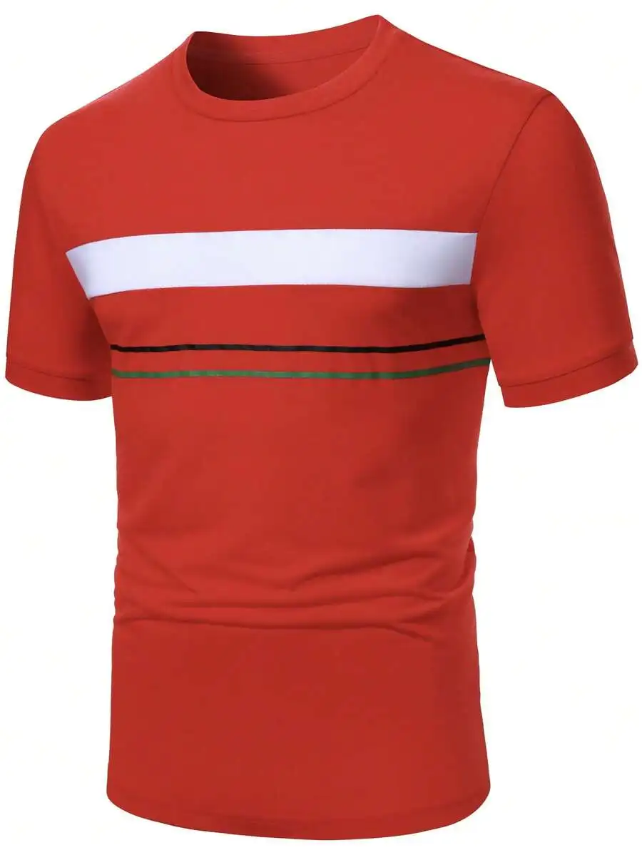 Mens Minimalist Casual Round Neck Short Sleeve T-Shirt With Contrast Stripes
Mens Minimalist Casual Round Neck Short Sleeve T-Shirt With Contrast Stripes