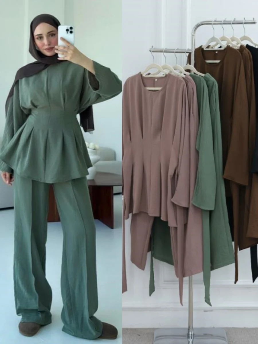 Мусульманские женщины, арабский Дубай, Абая, однотонный скромный топ + брюки, костюмы, кафтан, халат Рамадана, комплект из двух предметов, женский исламский комплект одежды
Мусульманские женщины, арабский Дубай, Абая, однотонный скромный топ + брюки, костюмы, кафтан, халат Рамадана, комплект из двух предметов, женский исламский комплект одежды