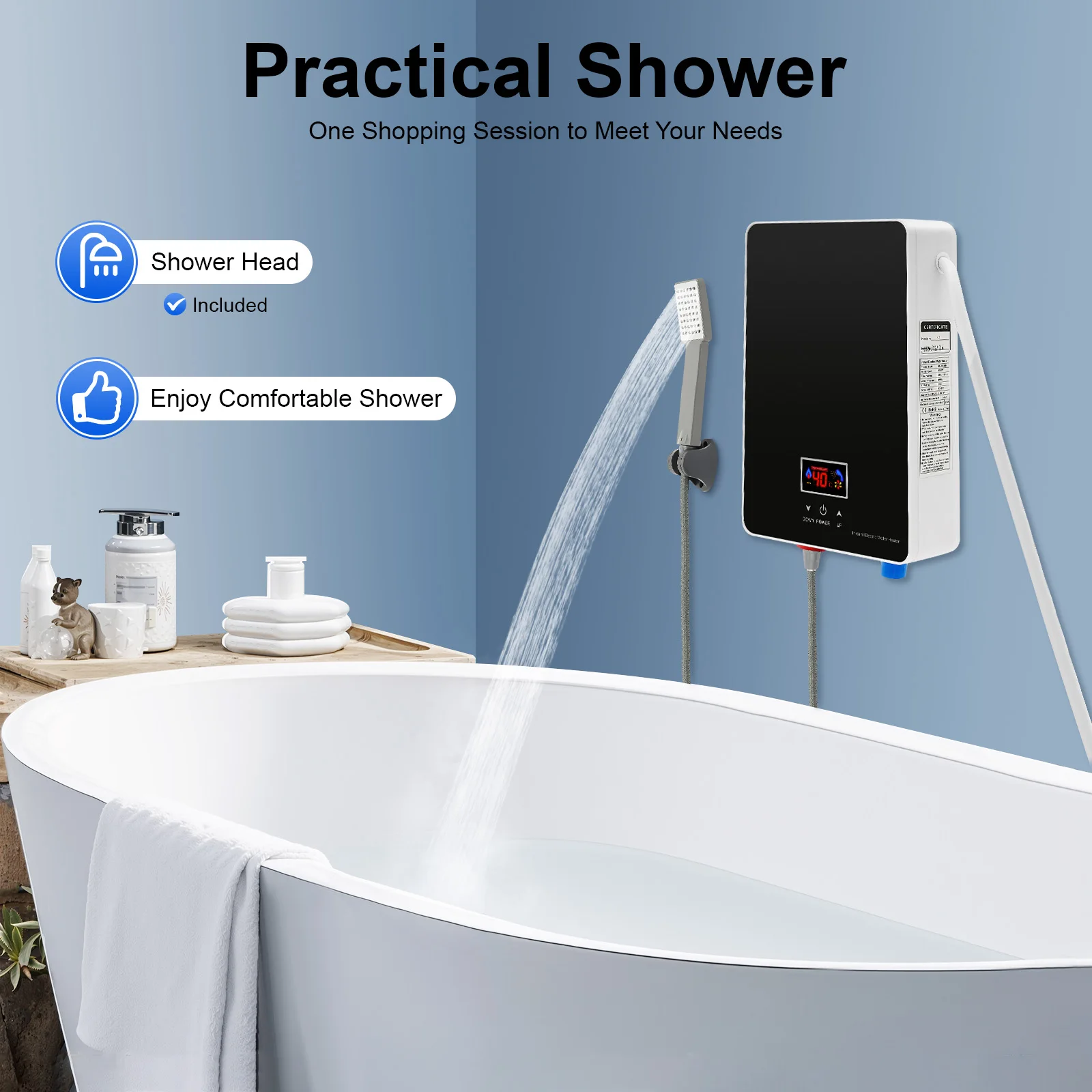 Mini Kitchen Instantaneous Water Heater 6000W, Shower Tankless Water Heater,Low Pressure Under Sink,Energy Saving
Mini Kitchen Instantaneous Water Heater 6000W, Shower Tankless Water Heater,Low Pressure Under Sink,Energy Saving