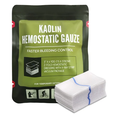 7.5cmx3.7m Hemostatic Kaolin Gauze Combat Emergency Trauma Z-Fold Soluble For Ifak Tactical First Aid Kit Medical Wound Dressing