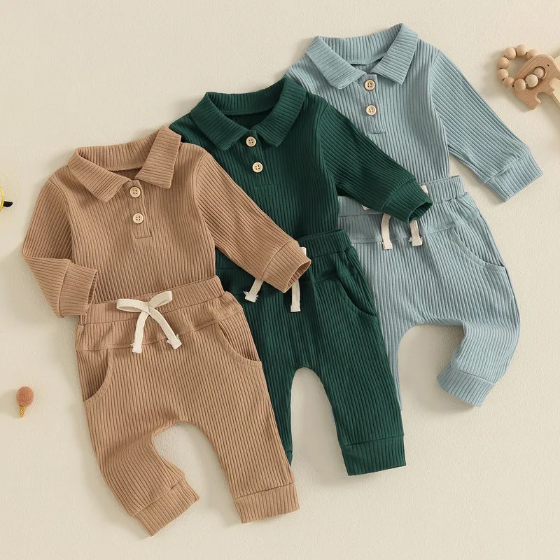 RUEWEY 0 to 18 Months 2-Piece Baby Boys Ribbed Pant Sets Button Long Sleeve Lapel Neck Bodysuit Drawstring Pocket Long Trousers
RUEWEY 0 to 18 Months 2-Piece Baby Boys Ribbed Pant Sets Button Long Sleeve Lapel Neck Bodysuit Drawstring Pocket Long Trousers