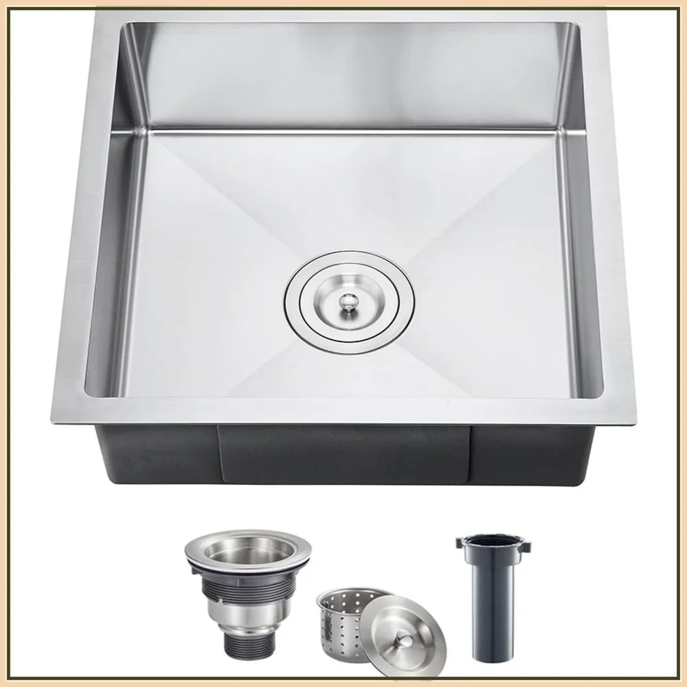 20x16 Inch Undermount Kitchen Sink, Brushed Stainless Steel Compact Sink for Small Kitchen & Bar, 6 inch Deep Single Basin
20x16 Inch Undermount Kitchen Sink, Brushed Stainless Steel Compact Sink for Small Kitchen & Bar, 6 inch Deep Single Basin