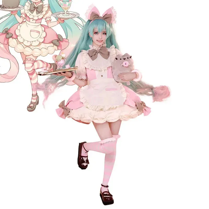 VOCALOID Miku милый фартук для горничной с кошачьими ушками, платье, униформа, наряды, аниме, косплей, милая юбка горничной для девочек, комплект с сине-зеленым градиентом, парик
VOCALOID Miku милый фартук для горничной с кошачьими ушками, платье, униформа, наряды, аниме, косплей, милая юбка горничной для девочек, комплект с сине-зеленым градиентом, парик