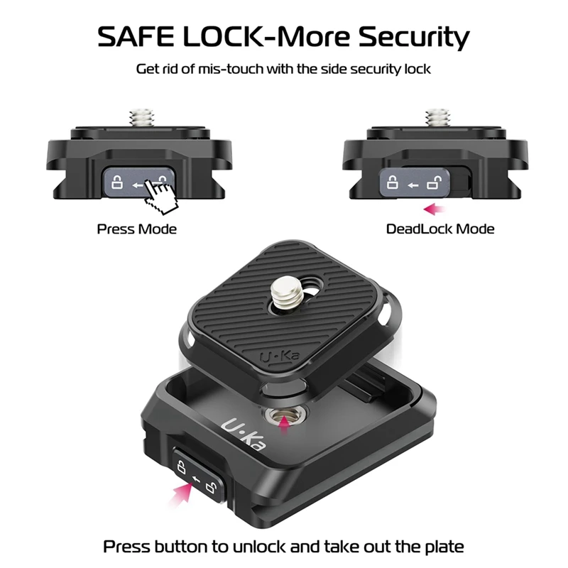 A46T ULANZI UKA01 Camera Quick Release Plate Kit Arca/F38 Interface Plate Mount Quick Setup System for Sony/Nikon/DJI/Fuji
A46T ULANZI UKA01 Camera Quick Release Plate Kit Arca/F38 Interface Plate Mount Quick Setup System for Sony/Nikon/DJI/Fuji