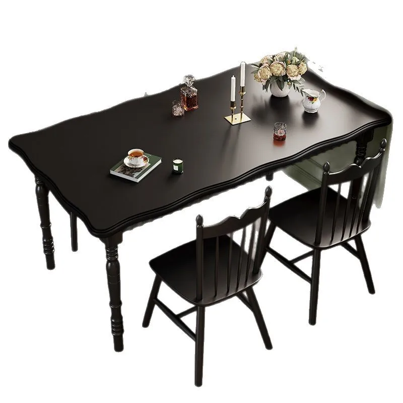 Modern French dining table Solid wood square table, rectangular household black dining table
Modern French dining table Solid wood square table, rectangular household black dining table
