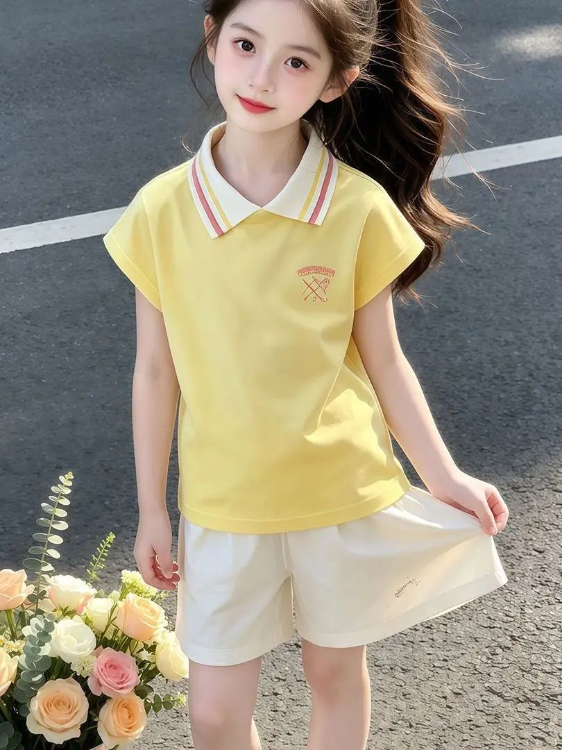 Girls Shirt Set Summer New Fashion Short Sleeve T-Shirt Shorts Two-Piece Set Children's Clothing Casual Sportswear
Girls Shirt Set Summer New Fashion Short Sleeve T-Shirt Shorts Two-Piece Set Children's Clothing Casual Sportswear