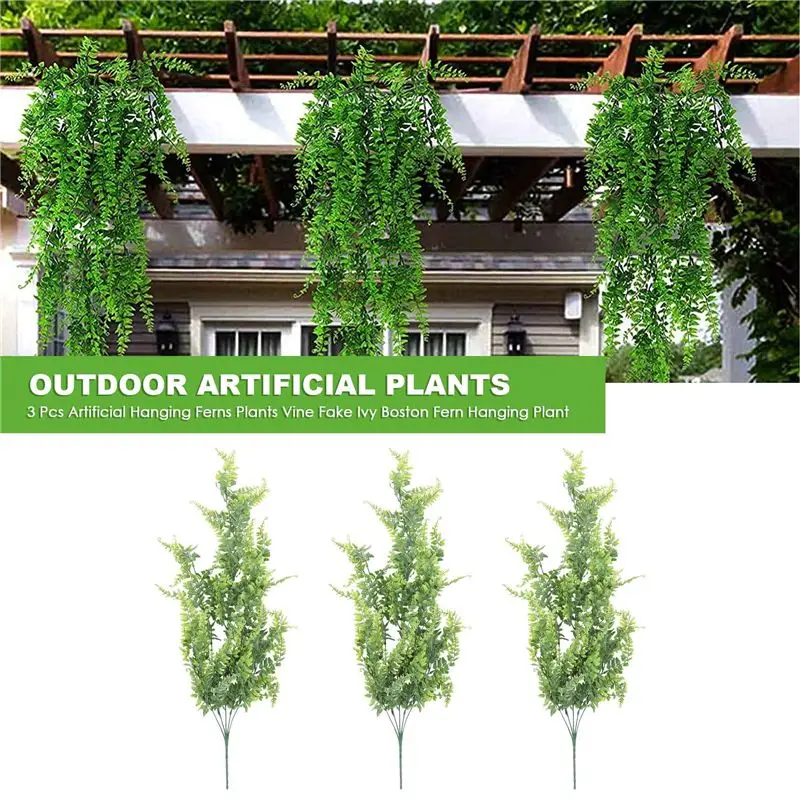 Y74A-3 Pcs Artificial Hanging Ferns Plants Vine Fake Ivy Boston Fern Hanging Plant Outdoor UV Resistant Plastic Plants(Green)
Y74A-3 Pcs Artificial Hanging Ferns Plants Vine Fake Ivy Boston Fern Hanging Plant Outdoor UV Resistant Plastic Plants(Green)