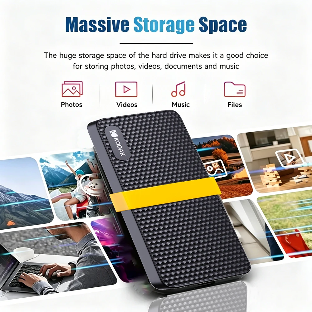 KODAK X200 Portable SSD 1TB 512GB 256GB USB 3.1 Type-C 450MB/s External Solid State Drive for PS4 Laptop MacBook PC TV
KODAK X200 Portable SSD 1TB 512GB 256GB USB 3.1 Type-C 450MB/s External Solid State Drive for PS4 Laptop MacBook PC TV