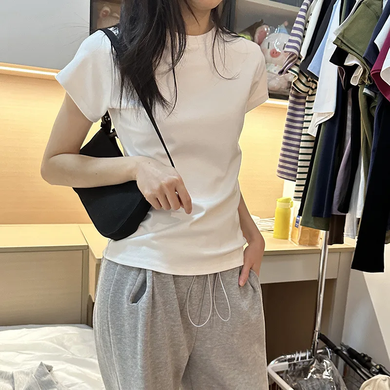 Front Shoulder Slim T-shirt for Women's Base Shirt for Spring and Summer Suits, Slim Fitting Tops for Short Sleeves
Front Shoulder Slim T-shirt for Women's Base Shirt for Spring and Summer Suits, Slim Fitting Tops for Short Sleeves