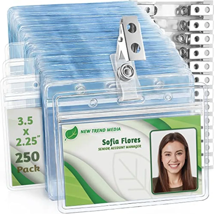Horizontal PVC ID Badge Holder with Metal Clips and Vinyl Straps with Soft Edge - Sealable Fits 3.5x2.25 inch Inserts - Clear,
Horizontal PVC ID Badge Holder with Metal Clips and Vinyl Straps with Soft Edge - Sealable Fits 3.5x2.25 inch Inserts - Clear,