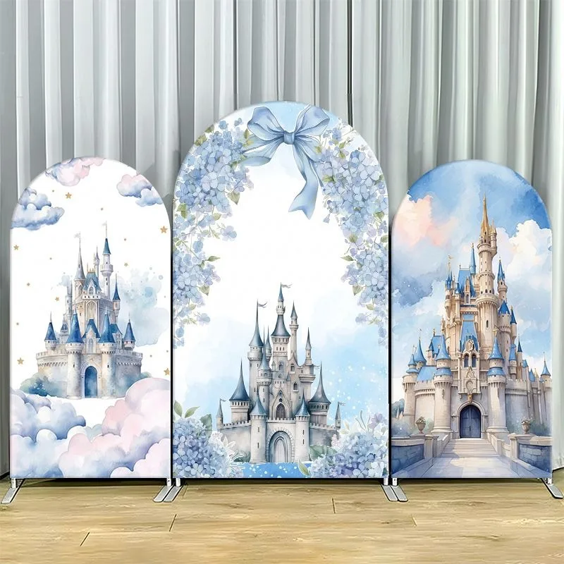 Single Side Arch Backdrop Cover Elegant Castle Themed Party Backdrop Set Featuring Three Arched Panels with Watercolor Castles
Single Side Arch Backdrop Cover Elegant Castle Themed Party Backdrop Set Featuring Three Arched Panels with Watercolor Castles