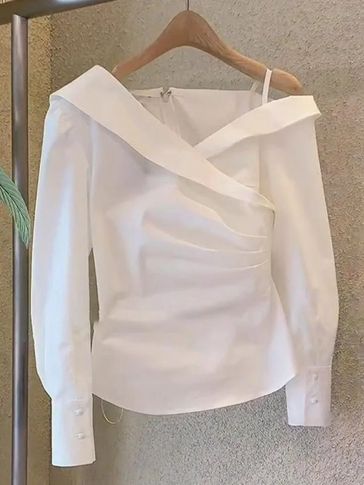 White V-Ne oulderBared Long Sve Spring irt Women's 2025 New Design Base Top Faionable Slim Fit Pure Color Blouse
White V-Ne oulderBared Long Sve Spring irt Women's 2025 New Design Base Top Faionable Slim Fit Pure Color Blouse