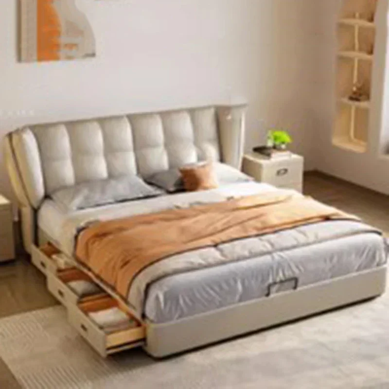 Деревянный каркас двуспальной кровати с выдвижными ящиками, простая белая элегантная современная кровать для супружеской спальни, вилла, итальянская мебель для спальни Cama De Casal
Деревянный каркас двуспальной кровати с выдвижными ящиками, простая белая элегантная современная кровать для супружеской спальни, вилла, итальянская мебель для спальни Cama De Casal