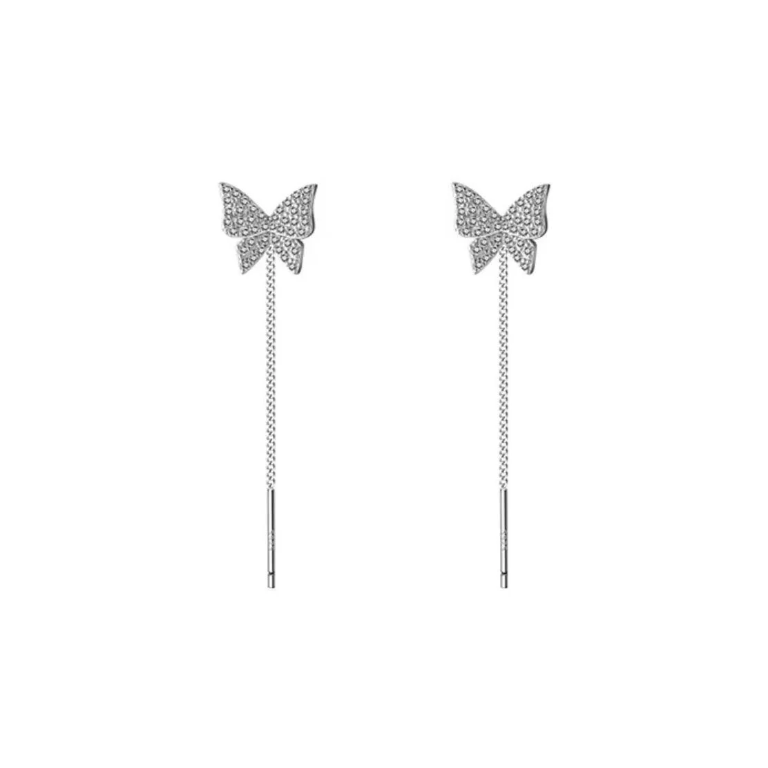 Huggie 100% Pure S999 Butterfly Earring Sterling Silver Long Pin Drop CZ Stone jewelry For Girls Birthday Gift Party OnlyArt
Huggie 100% Pure S999 Butterfly Earring Sterling Silver Long Pin Drop CZ Stone jewelry For Girls Birthday Gift Party OnlyArt