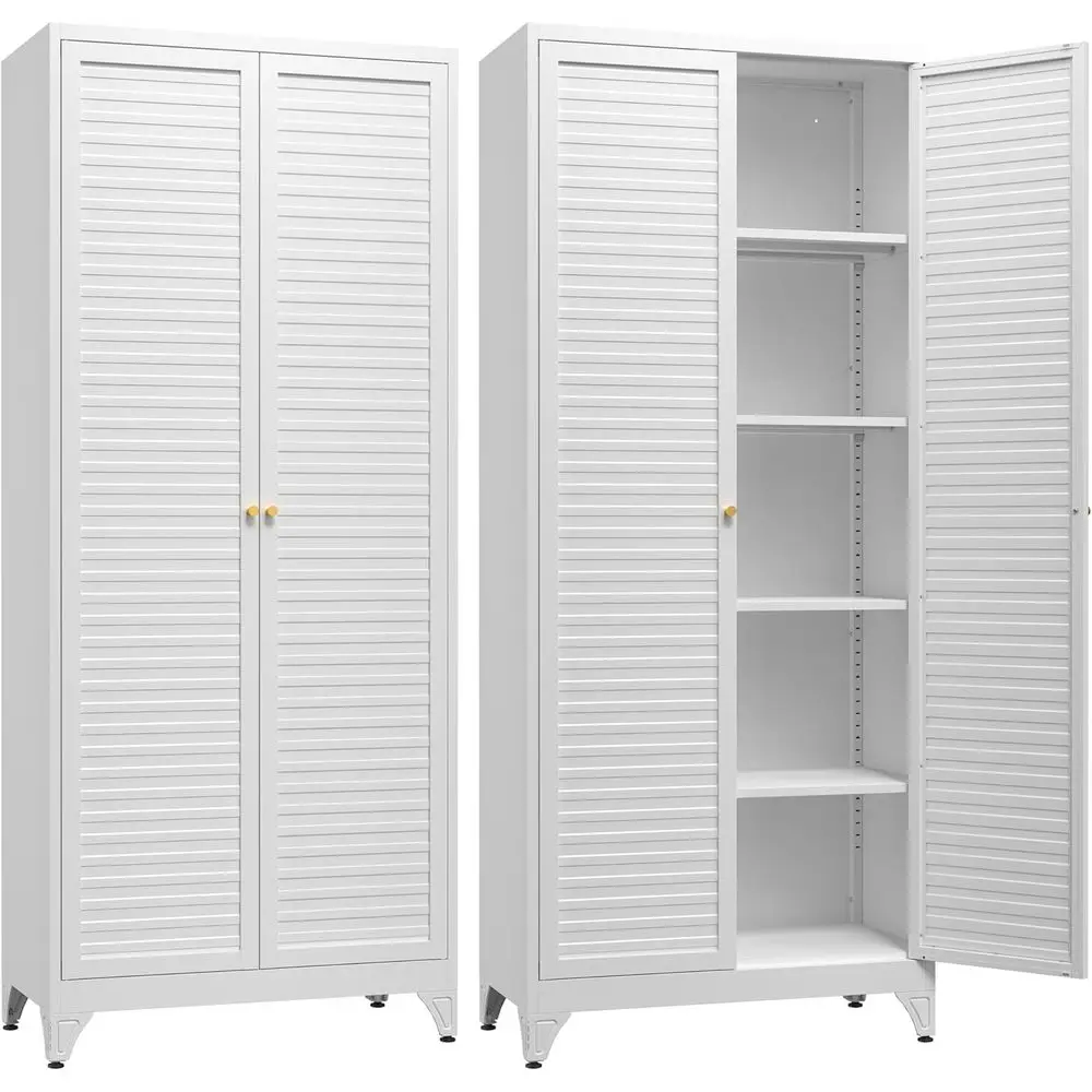 75 Tall Metal Storage Cabinet with 4 Adjustable Shelves, White - Ideal for Kitchen, Garage, Office, and School Organization
75 Tall Metal Storage Cabinet with 4 Adjustable Shelves, White - Ideal for Kitchen, Garage, Office, and School Organization