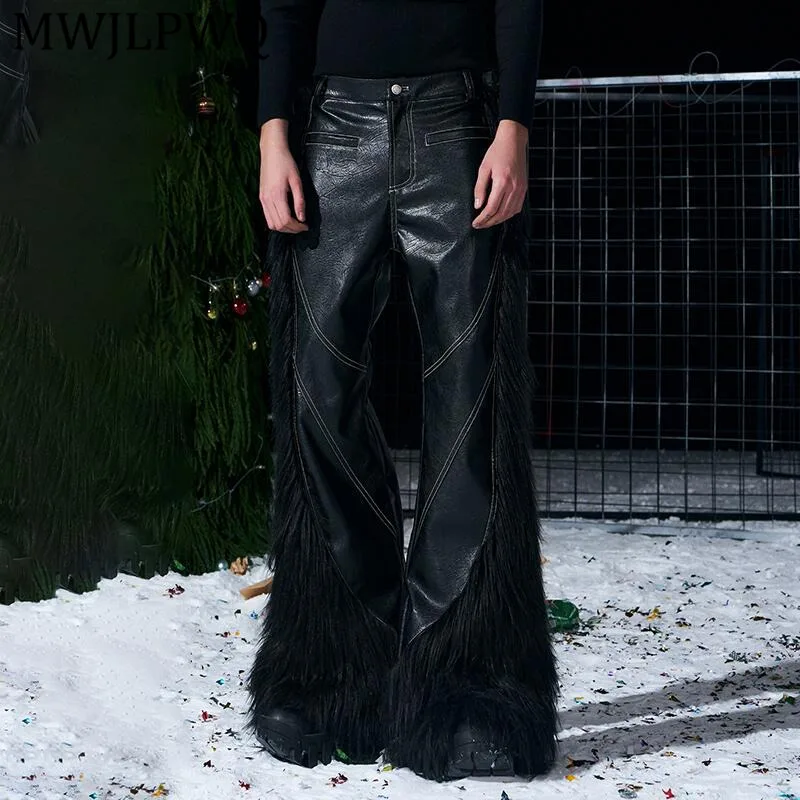 MWJLPWQ Fur Patchwork Design Flared Leather Pants For Men Winter Dark StreetwearStyle Men's Furry Casaul Trousers Trendy 13906
MWJLPWQ Fur Patchwork Design Flared Leather Pants For Men Winter Dark StreetwearStyle Men's Furry Casaul Trousers Trendy 13906