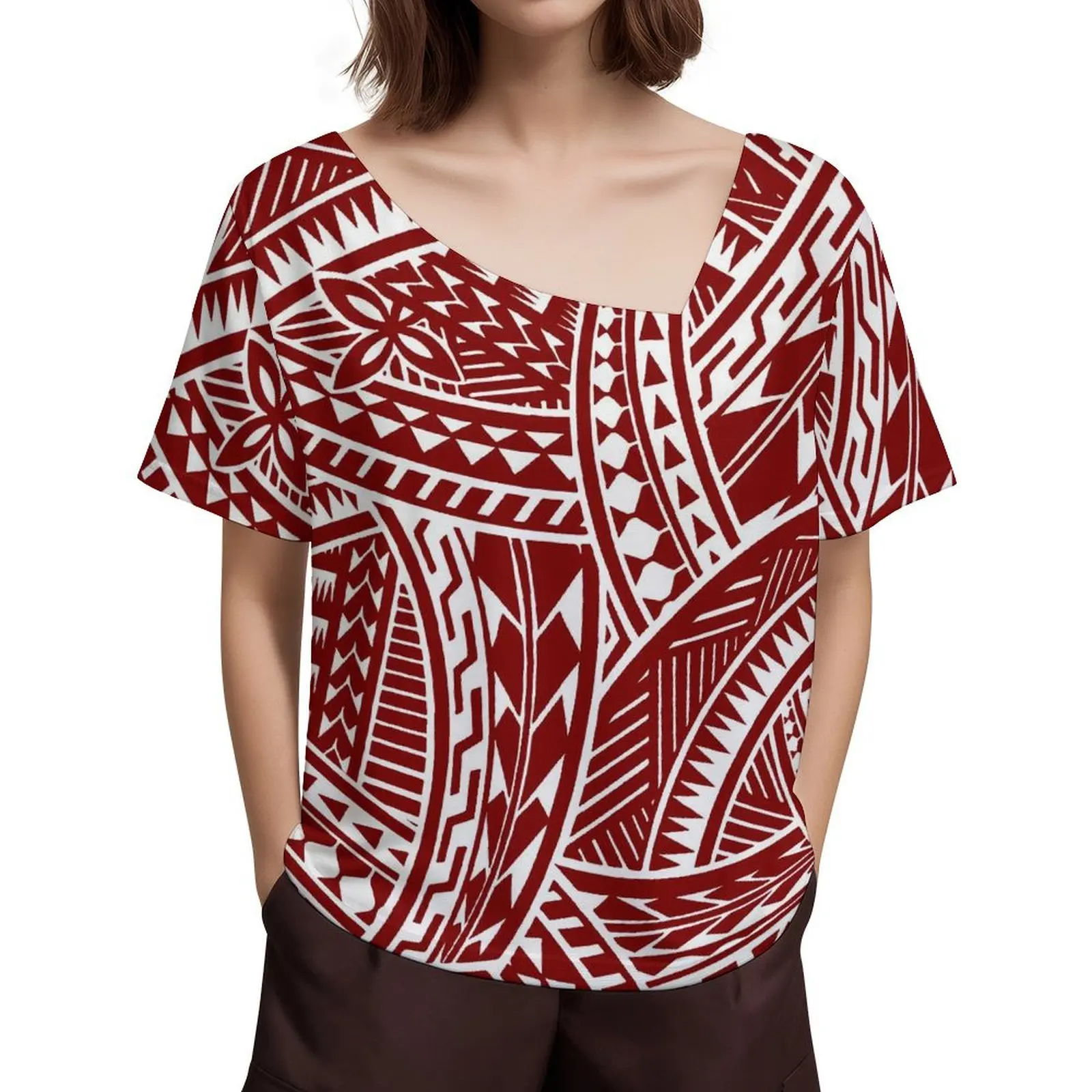 Polynesian Tribal Women Custom Daily Home Casual Fashion Clothing Summer New Women Short Diagonal Collar Design T-Shirt
Polynesian Tribal Women Custom Daily Home Casual Fashion Clothing Summer New Women Short Diagonal Collar Design T-Shirt