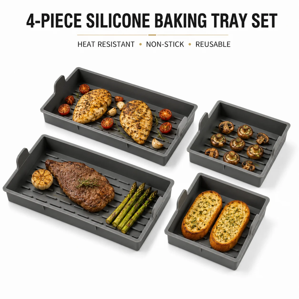 4 Pcs Silicone Baking Pan Dividers Set Heat Resistant Divided Sheet Pan For Oven Meal Prep Cooking Non Stick Serving Pan
4 Pcs Silicone Baking Pan Dividers Set Heat Resistant Divided Sheet Pan For Oven Meal Prep Cooking Non Stick Serving Pan