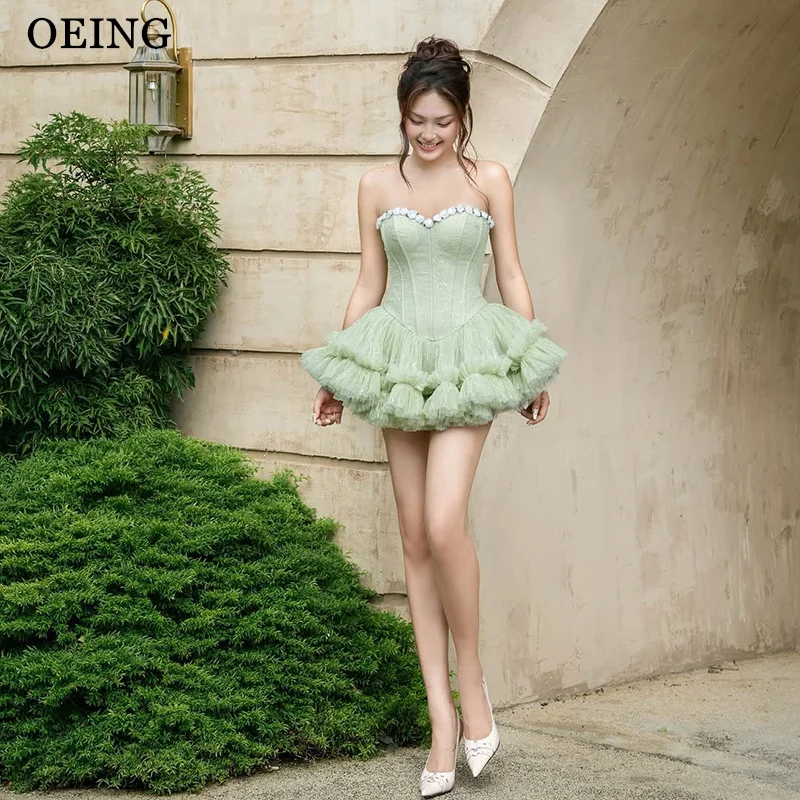 OEING Cute Princess A-Line Prom Dress Mini Short Lace Light Green Ruched Ruffle Birthday Party Gowns vestidos Customized
OEING Cute Princess A-Line Prom Dress Mini Short Lace Light Green Ruched Ruffle Birthday Party Gowns vestidos Customized