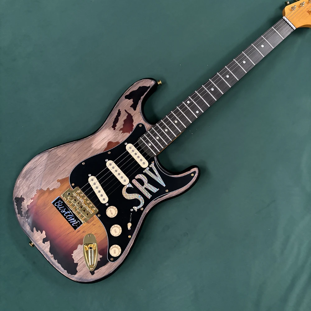 Vintage-style 6-string electric guitar, sunset color, ST model with gold hardware guitars, blues electric guitarra
Vintage-style 6-string electric guitar, sunset color, ST model with gold hardware guitars, blues electric guitarra