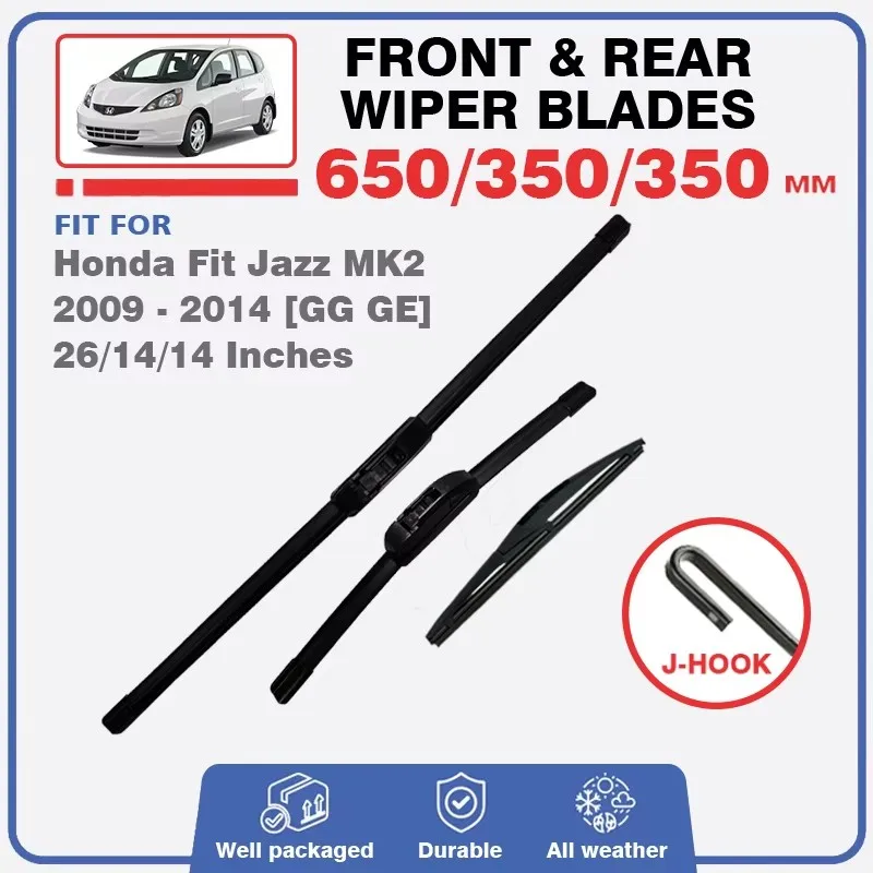 For Honda Fit Jazz 2 MK2 2009 - 2014 GG GE Front Rear Wiper Blades RS Windshield Windscreen Window Washer Refills 26"+14"+14"
For Honda Fit Jazz 2 MK2 2009 - 2014 GG GE Front Rear Wiper Blades RS Windshield Windscreen Window Washer Refills 26"+14"+14"