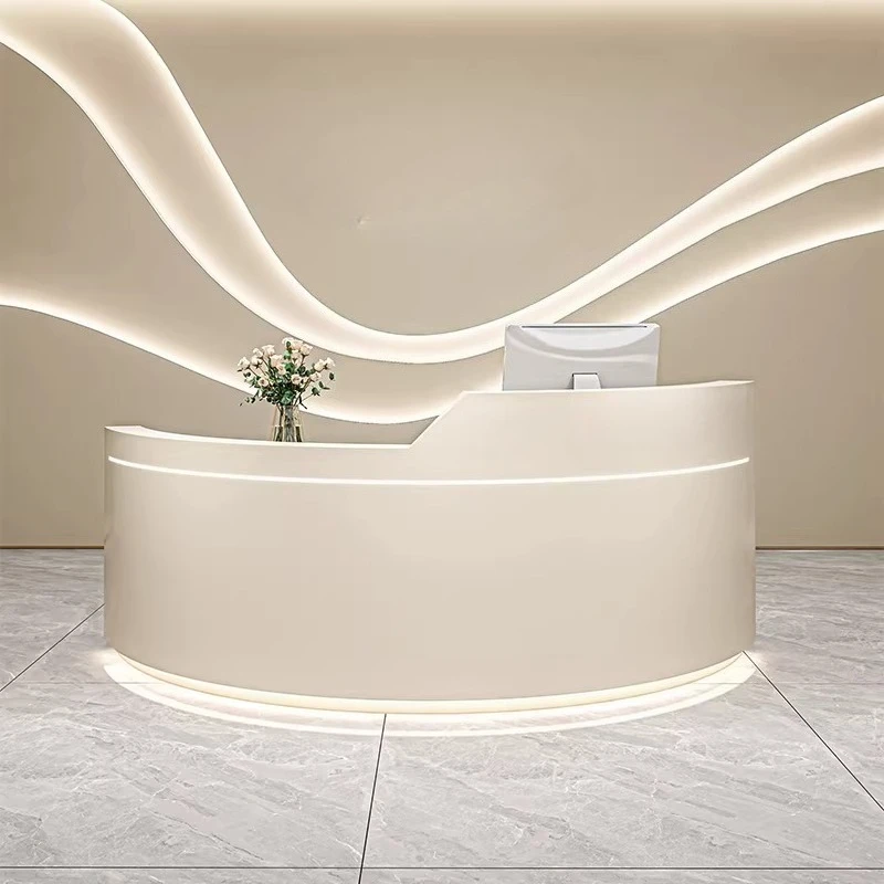 Curved Beauty Reception Desks Luxury Modern Simple Aesthetic Reception Desks Unique Salon Comptoire Accueil Commercial Furniture
Curved Beauty Reception Desks Luxury Modern Simple Aesthetic Reception Desks Unique Salon Comptoire Accueil Commercial Furniture