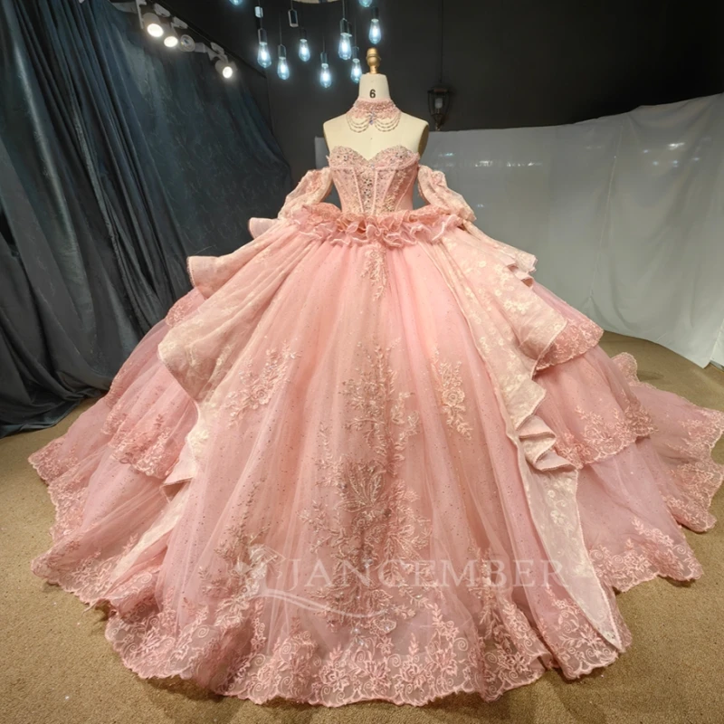 Pink Shiny Princess Sweet 16 Dress Quinceanera Dresses Applique Lace Beading Crystal Tiered Tull Party Birthday Vestidos 15 De
Pink Shiny Princess Sweet 16 Dress Quinceanera Dresses Applique Lace Beading Crystal Tiered Tull Party Birthday Vestidos 15 De