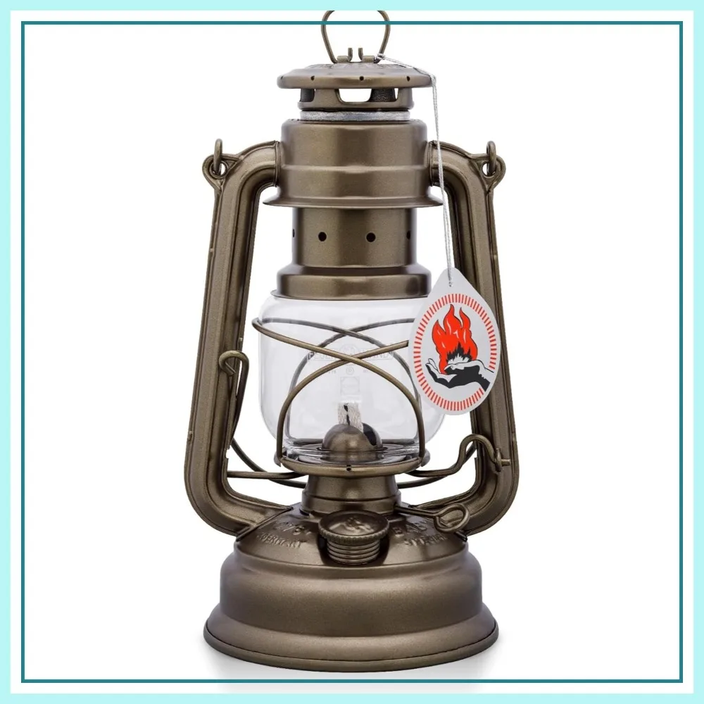 Outdoor Kerosene Fuel Lantern, German Made Weather Resistant Hurricane Lamp for Camping or Patio, 10 Inches
Outdoor Kerosene Fuel Lantern, German Made Weather Resistant Hurricane Lamp for Camping or Patio, 10 Inches