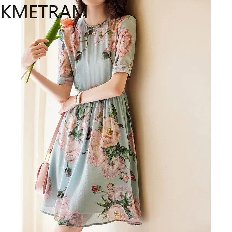 KMETRAM 100% Mulberry Silk Dresses Woman Floral Print Elegant Dresses for Woman Clothes High Quality Summer New in Dresses 2025
KMETRAM 100% Mulberry Silk Dresses Woman Floral Print Elegant Dresses for Woman Clothes High Quality Summer New in Dresses 2025