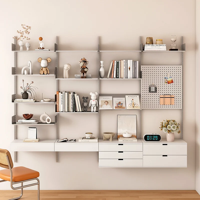 Wall shelf track Adjustable study Living room Wall-mounted solid wood bookshelf
Wall shelf track Adjustable study Living room Wall-mounted solid wood bookshelf