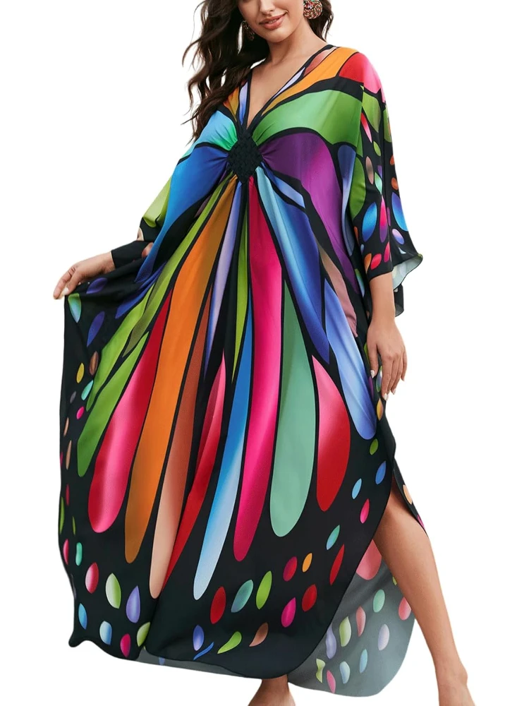 Dresses For Women Plus Size Batwing Sleeve Caftans Long Bathing Suit Cover Up Maxi Beach Dress Loungewear
Dresses For Women Plus Size Batwing Sleeve Caftans Long Bathing Suit Cover Up Maxi Beach Dress Loungewear