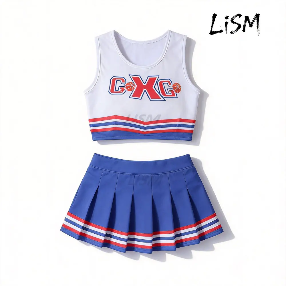 LISM Women Girls Cheerleading Sexy Lingerie Uniform Set - Basketball Print Sleeveless Crop Top + Pleated Skirt
LISM Women Girls Cheerleading Sexy Lingerie Uniform Set - Basketball Print Sleeveless Crop Top + Pleated Skirt