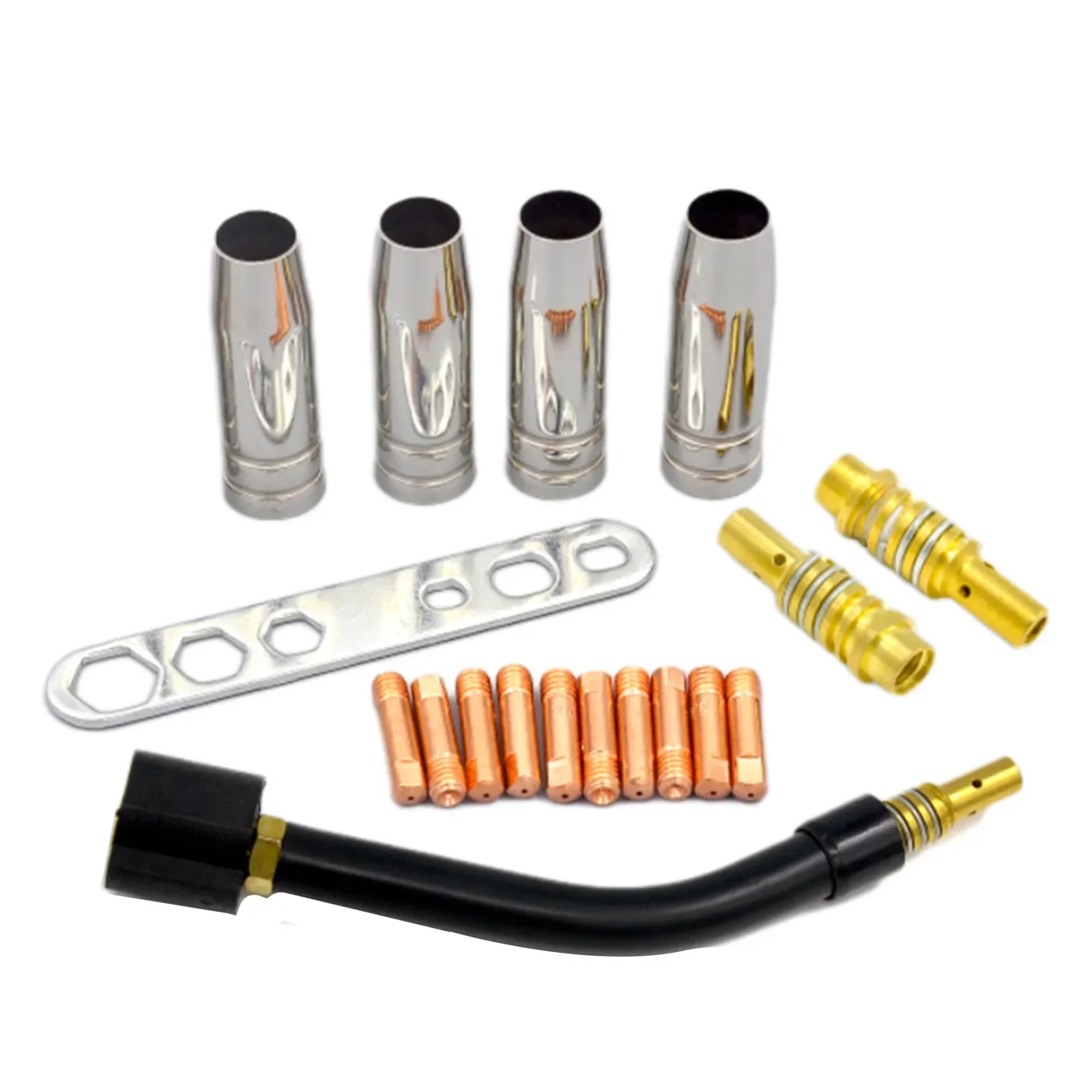 18Pcs/Set MB15 15AK Contact Tips 0.035inch M6 Tips Holder Diffuser Protective Nozzle For Welding Supplies
18Pcs/Set MB15 15AK Contact Tips 0.035inch M6 Tips Holder Diffuser Protective Nozzle For Welding Supplies