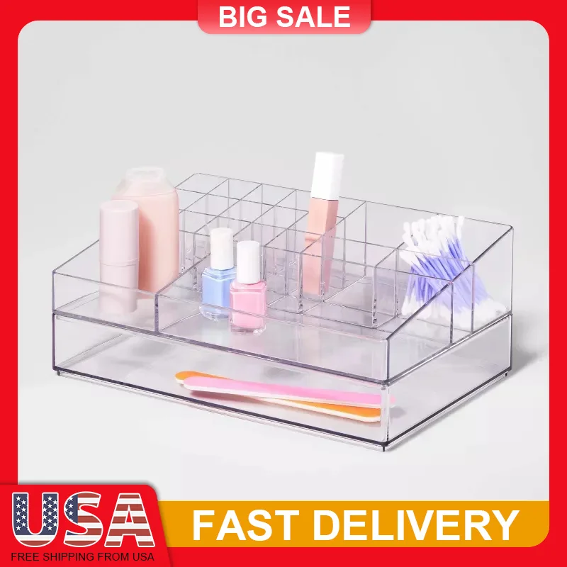 21 Grid Clear Plastic Makeup Organizer Stackable Bathroom Storage 12x8 Inches for Cosmetics Skincare Countertop Vanity
21 Grid Clear Plastic Makeup Organizer Stackable Bathroom Storage 12x8 Inches for Cosmetics Skincare Countertop Vanity