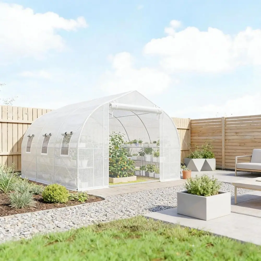 Portable Walk-In Greenhouse with Roll-Up Door and Mesh Windows for Outdoor Gardening
Portable Walk-In Greenhouse with Roll-Up Door and Mesh Windows for Outdoor Gardening