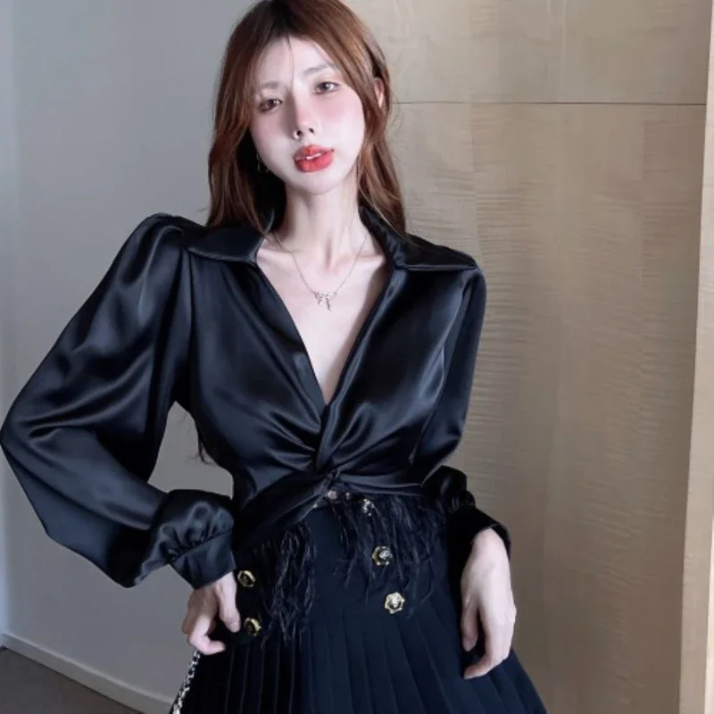 Sexy V-neck Crop Top Women New Graphic Sense Patchwork Tassel Puff Sleeve Hotsweet Short Slim Long Sleeve Tops
Sexy V-neck Crop Top Women New Graphic Sense Patchwork Tassel Puff Sleeve Hotsweet Short Slim Long Sleeve Tops