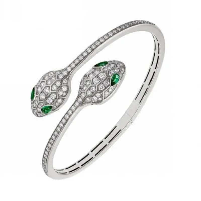 White Gold Double-Headed Snake Motif Bangle for Everyday & Evening Wear
White Gold Double-Headed Snake Motif Bangle for Everyday & Evening Wear