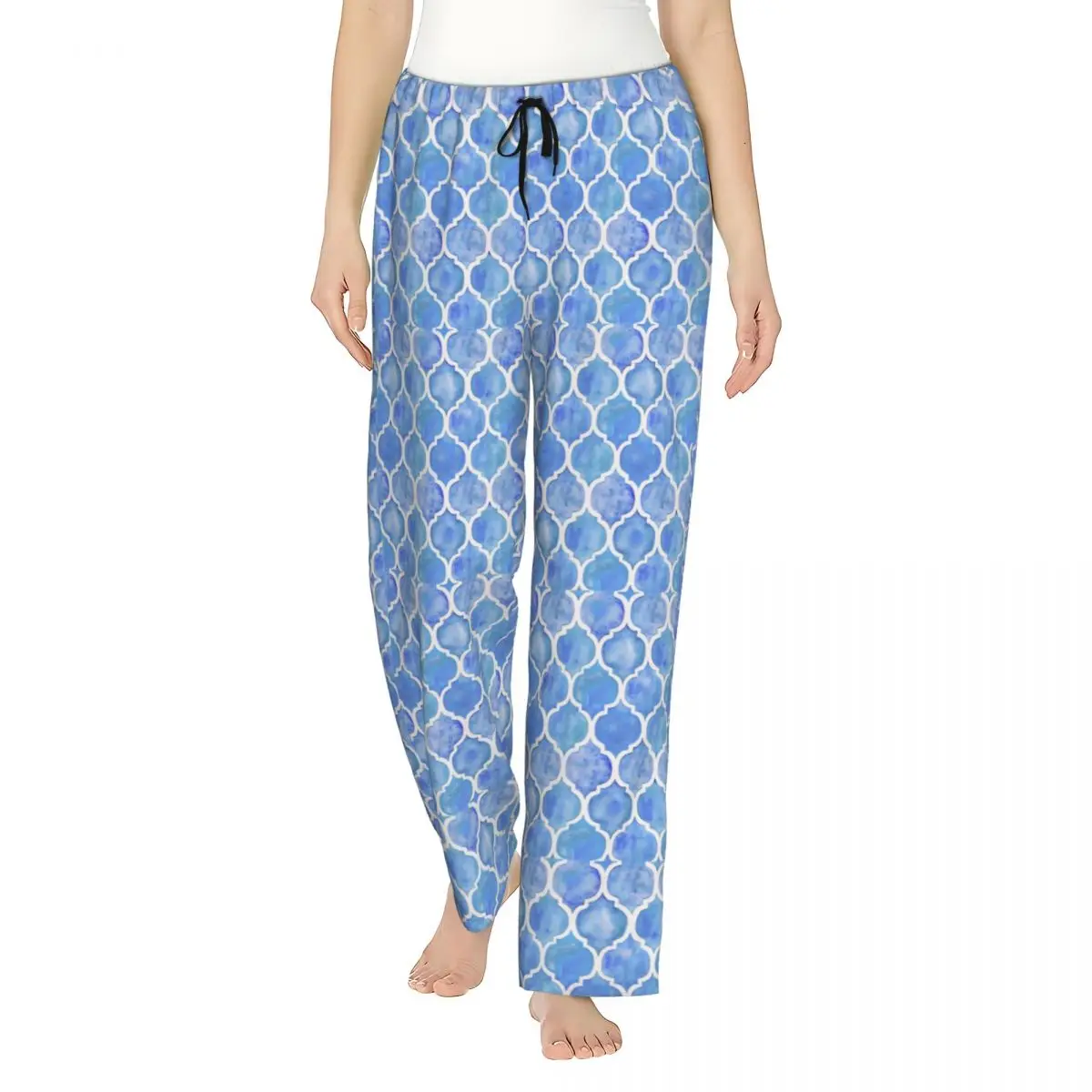 Cornflower Blue Moroccan Watercolor Lady's Lounge Pants Stretch Geometric Ink Blue Pajama Pants Dorm Sleep Bottoms
Cornflower Blue Moroccan Watercolor Lady's Lounge Pants Stretch Geometric Ink Blue Pajama Pants Dorm Sleep Bottoms