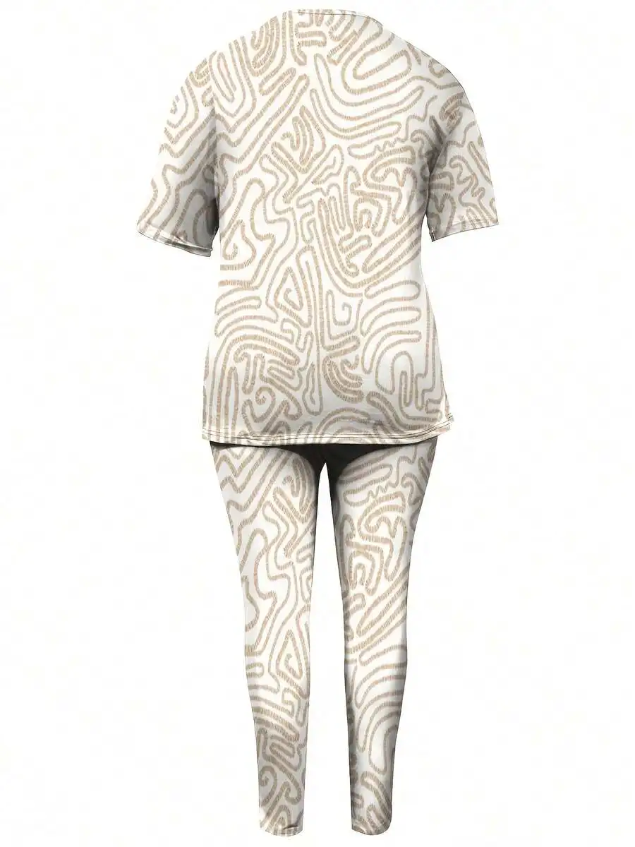 Women Plus Size Short Sleeve Top And Long Pants Abstract Pattern Printed Set Soft Comfortable Breathable Fabric
Women Plus Size Short Sleeve Top And Long Pants Abstract Pattern Printed Set Soft Comfortable Breathable Fabric